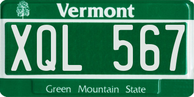 VT license plate XQL567