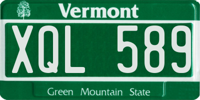 VT license plate XQL589