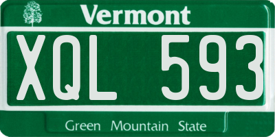 VT license plate XQL593