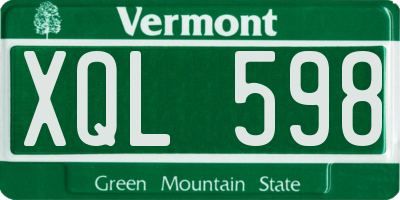 VT license plate XQL598