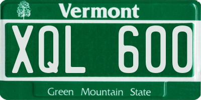VT license plate XQL600