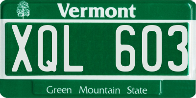 VT license plate XQL603