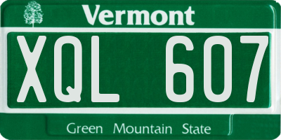 VT license plate XQL607