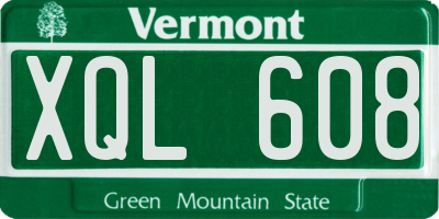 VT license plate XQL608