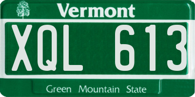 VT license plate XQL613