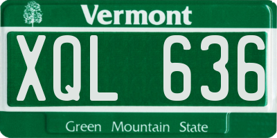 VT license plate XQL636