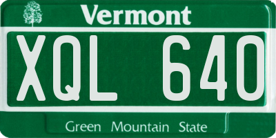 VT license plate XQL640