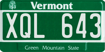 VT license plate XQL643