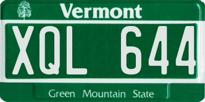 VT license plate XQL644