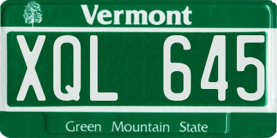 VT license plate XQL645