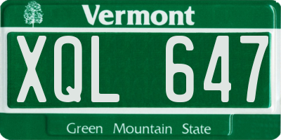 VT license plate XQL647