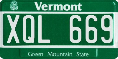 VT license plate XQL669