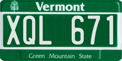VT license plate XQL671