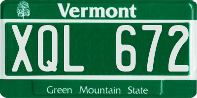 VT license plate XQL672