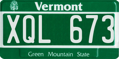 VT license plate XQL673