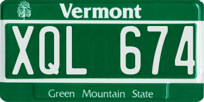 VT license plate XQL674