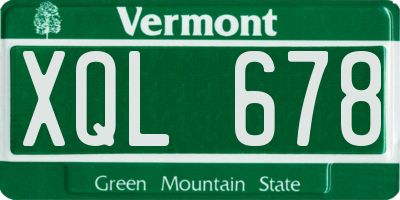 VT license plate XQL678