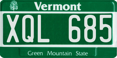 VT license plate XQL685