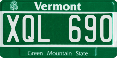 VT license plate XQL690