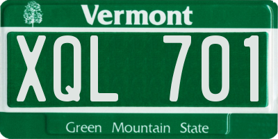 VT license plate XQL701