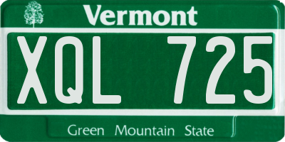 VT license plate XQL725