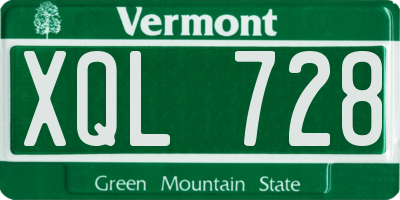 VT license plate XQL728