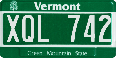 VT license plate XQL742