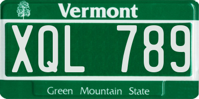 VT license plate XQL789
