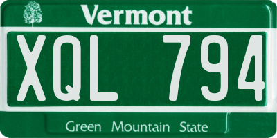 VT license plate XQL794