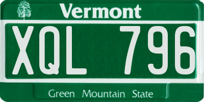 VT license plate XQL796