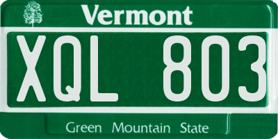 VT license plate XQL803