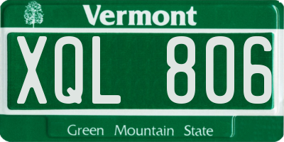 VT license plate XQL806