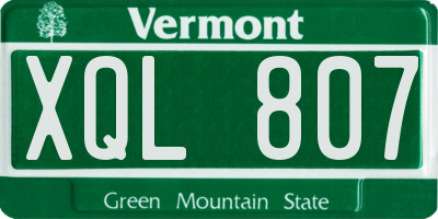VT license plate XQL807