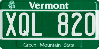 VT license plate XQL820