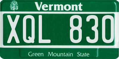 VT license plate XQL830