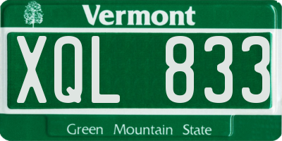 VT license plate XQL833