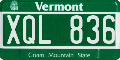 VT license plate XQL836