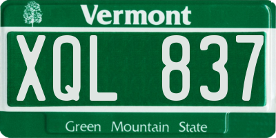 VT license plate XQL837