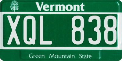 VT license plate XQL838