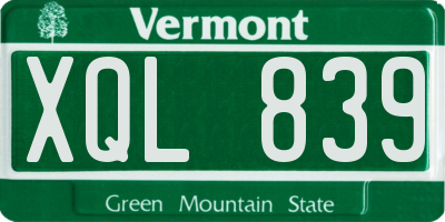 VT license plate XQL839