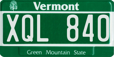 VT license plate XQL840