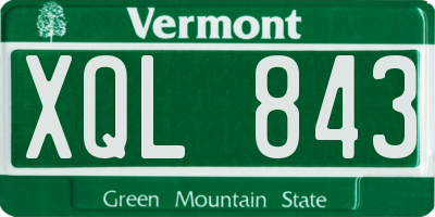 VT license plate XQL843