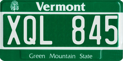 VT license plate XQL845