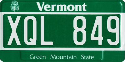 VT license plate XQL849