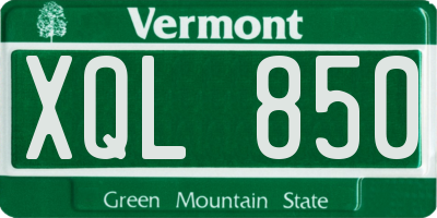 VT license plate XQL850