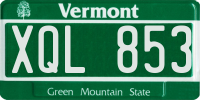 VT license plate XQL853