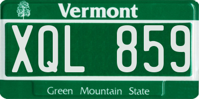 VT license plate XQL859