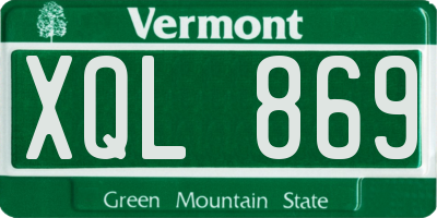 VT license plate XQL869