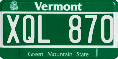 VT license plate XQL870