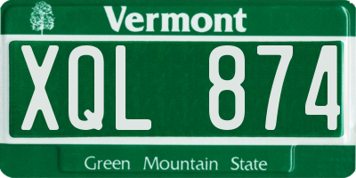 VT license plate XQL874